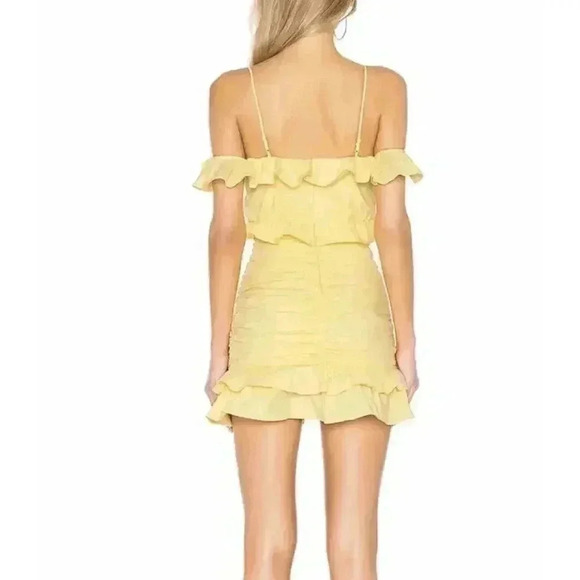 Revolve Lovers + Friends Mini Dress XS Daffodil Ruched Ruffle Donna Cut Out - Picture 3 of 7